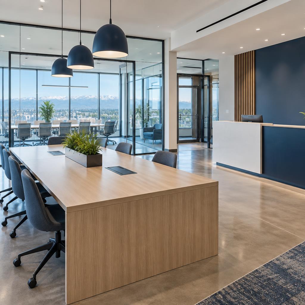 Freshly cleaned modern business workspace